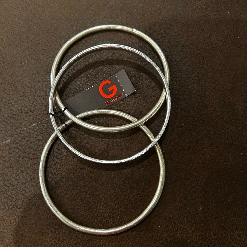 Guess Metallic Silver Bangles